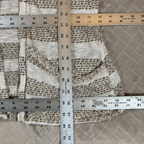 Three Hearts Womens Medium Sweater Open Front Cardigan Striped Pockets Stretch - Picture 5 of 9